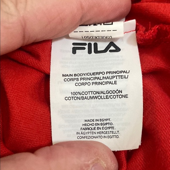 Fila Red Tee with Black and White Stripes - Picture 7 of 8